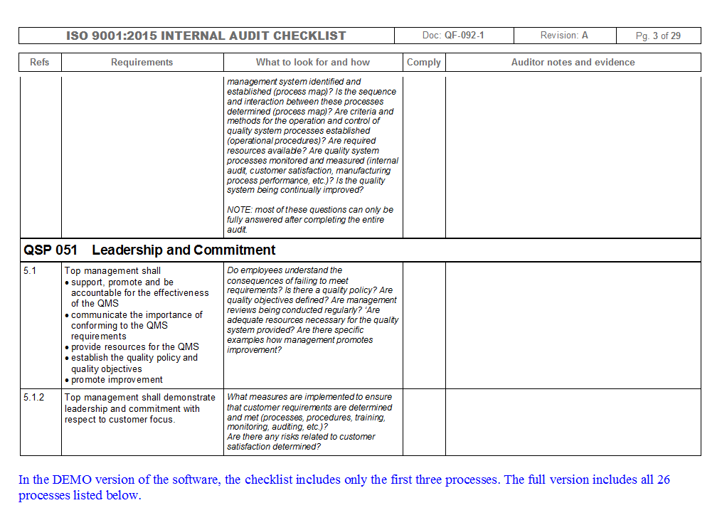 Iso Audit Checklist For Training Department Structure