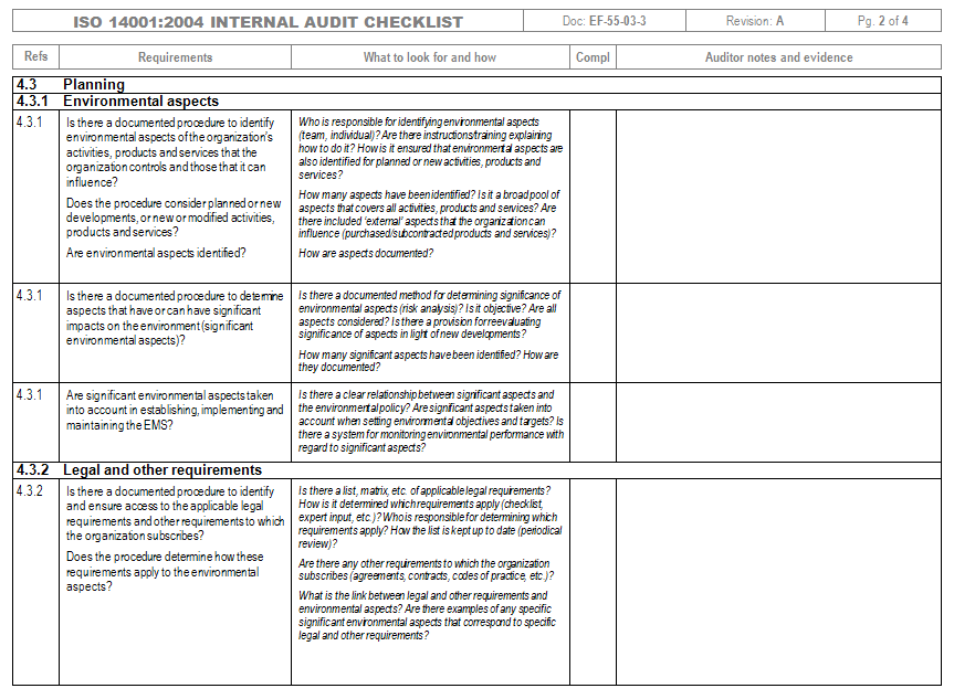 Imsxpress Iso 14001 2015 Internal Audit And Gap Analysis Checklist And Compliance Obligations Survey Iso 14001 2015 Environmental Management And Document Control Software